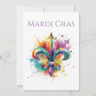 Elegante Mardi Gras-Aquarell-Einladung Einladung