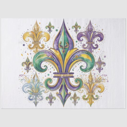Elegante Mardi Gras Farben Decoupage Seidenpapier (Vorderseite)
