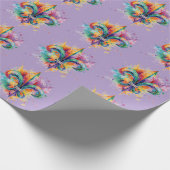 Elegante Mardi Gras Farben Geschenkpapier (Ecke)