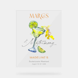 Elegante Margs & Matrimony Bachelorette Weekend Acrylschild
