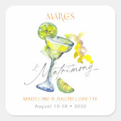 Elegante Margs & Matrimony Bachelorette Weekend Quadratischer Aufkleber (Vorderseite)