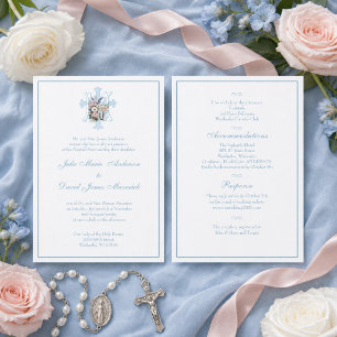 Elegante Marianische Katholische Blaue Hochzeitsei Einladung
