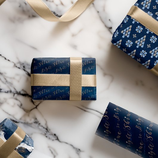 Elegante Marine Aquarellfarben Tinte & Golden Jewe Geschenkpapier Set