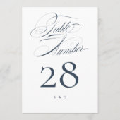 Elegante Marine auf White Wedding 5 x 7 Tischnumme Einladung (Rückseite)