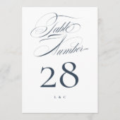 Elegante Marine auf White Wedding 5 x 7 Tischnumme Einladung (Vorderseite)