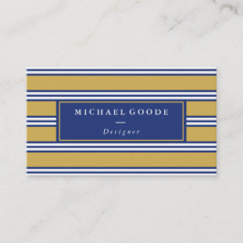 Elegante Marine-Blau-u. Senf-Streifen Visitenkarte