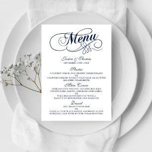 Elegante Marine-Blau-und Menükarte