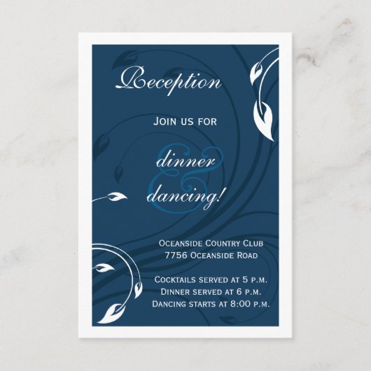 Elegante Marine Blue White Wedding Insert Card (Vorderseite)