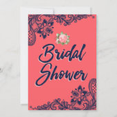 Elegante Marine & Coral Bridal Dusche Einladungen (Rückseite)