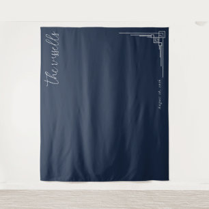 Elegante marine geometrische Linien Wandteppich