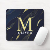 Elegante Marine & Gold Men Monogram Mousepad (Mit Mouse)