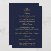 Elegante Marine-Goldhochzeits-Menü-Karte Menükarte (Vorne/Hinten)