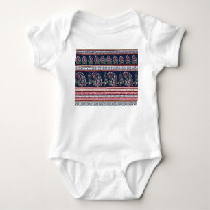 Elegante Marine Paisley: Zeitloses Grenzdesign Baby Strampler