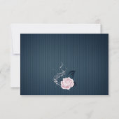 elegante Marine & rosa Blumenkarte Dankeskarte (Rückseite)