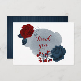 elegante Marine & Rote Blüte Dankeskarte