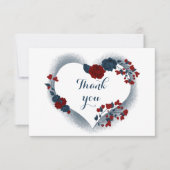 elegante Marine & Rote Blüte Dankeskarte (Vorderseite)