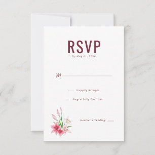 Elegante marine rote florale RSVP Karte