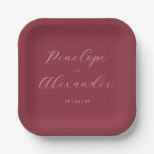Elegante marine rote Kalligrafie Pappteller (Vorderseite)