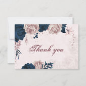 elegante Marine & staubige Rose Blume botanisch da Dankeskarte (Vorderseite)
