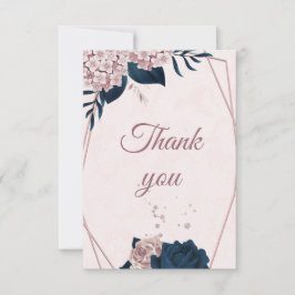 elegante Marine & staubige Rose Blume geometrische Dankeskarte