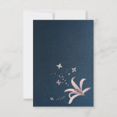 elegante Marine & staubige Rose Blume geometrische Dankeskarte (Rückseite)