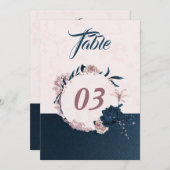 Elegante Marine & staubige Rose Tischnummer (Vorne/Hinten)