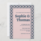 Elegante Marine und Blush Pink Einladung (Vorderseite)