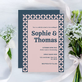 Elegante Marine und Blush Pink Einladung