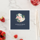Elegante Marine und Blüten Serviette (Beispiel)