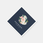 Elegante Marine und Blüten Serviette (Ecke)