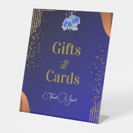 Elegante Marine und Burnt Orange | Karten und Gesc Sockelschild