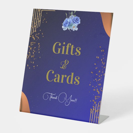 Elegante Marine und Burnt Orange | Karten und Gesc Sockelschild (Vorderseite)