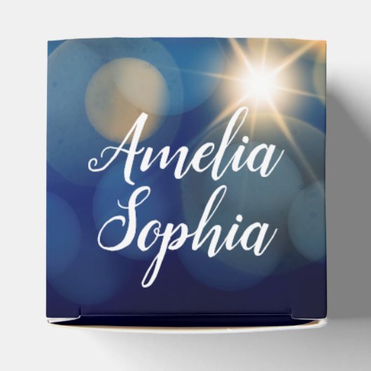 Elegante Marine und Gold Bokeh Quinceañera Geschenkschachtel (Oben)