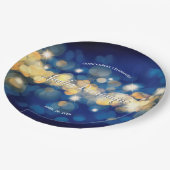 Elegante Marine und Gold Bokeh Quinceañera Pappteller (Schrägansicht)