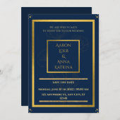 Elegante Marine und Gold dekoriert Einladung (Vorne/Hinten)