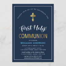 Elegante Marine und Gold Erste Heilige Gemeinschaf