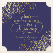 Elegante Marine und Gold nehmen meine Trinkhochzei Untersetzer (Vorderseite)