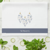 Elegante Marine und Gold Watercolor Geschirrtuch (Gefaltet)