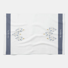 Elegante Marine und Gold Watercolor Geschirrtuch