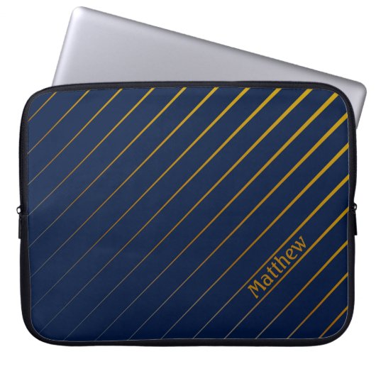 Elegante Marine- und Goldstraßen mit Individuelle  Laptopschutzhülle (Vorderseite)