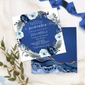 Elegante Marine und Royal Blue Quinceñera, Blumen Einladung