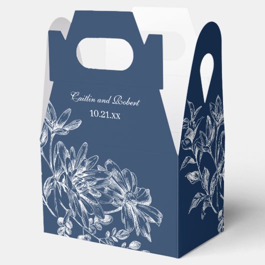 Elegante Marine und Weiße Flora Geschenkschachtel (Geöffnet)