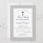 Elegante Marine und White Stripes Erste Kommune Einladung (Vorderseite)