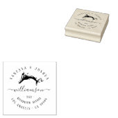 Elegante Marine Whale Verheiratet Couple Rücksende Gummistempel (Stempel)