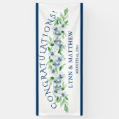 Elegante Marine & White - Hochzeitsempfang Banner (Vertikal)