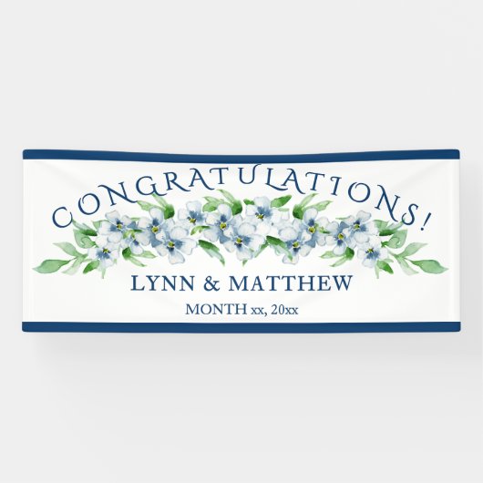 Elegante Marine & White - Hochzeitsempfang Banner (Horizontal)