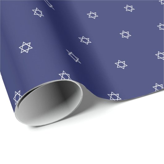 Elegante Marineblau in Blau und Weiß Star des Davi Geschenkpapier (Rolleneckpunkt)