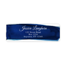 Elegante marineblaue Aquarell-Adressetiketten