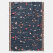 Elegante marineblaue Blumen-Wurfdecke Decke (Vorderseite Vertikal)