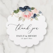 Elegante marineblaue Blumenhochzeit vielen Dank Geschenkanhänger (Rückseite)